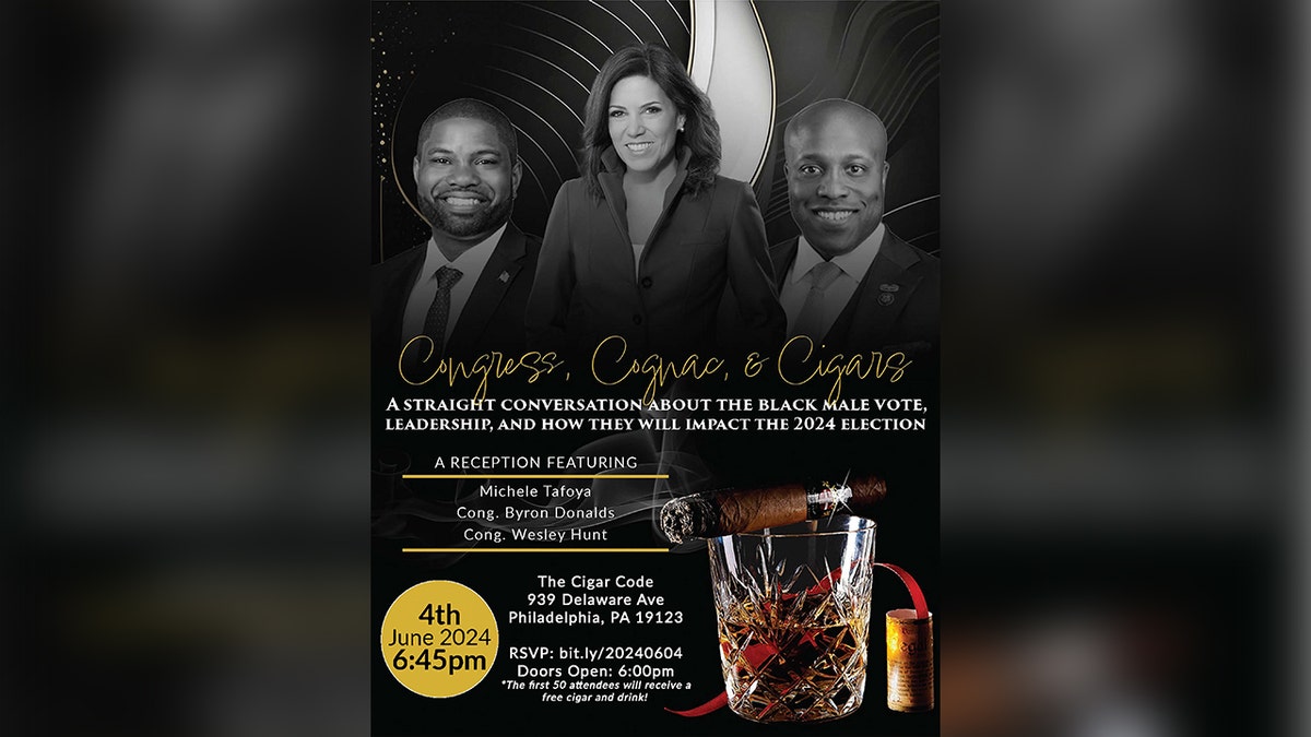 A flyer for Rep. Wesley Hunt's "Congress, Cognac, and Cigars" event.