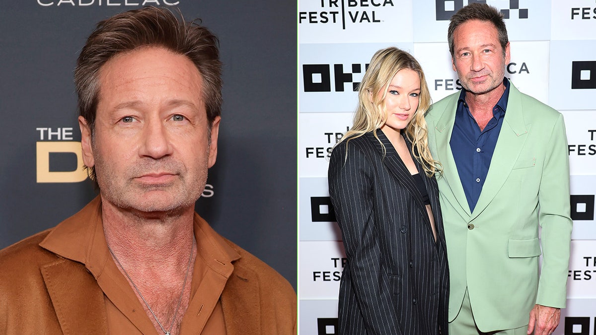 David Duchovny split with a photo of him and daughter, West, smiling on a red carpet