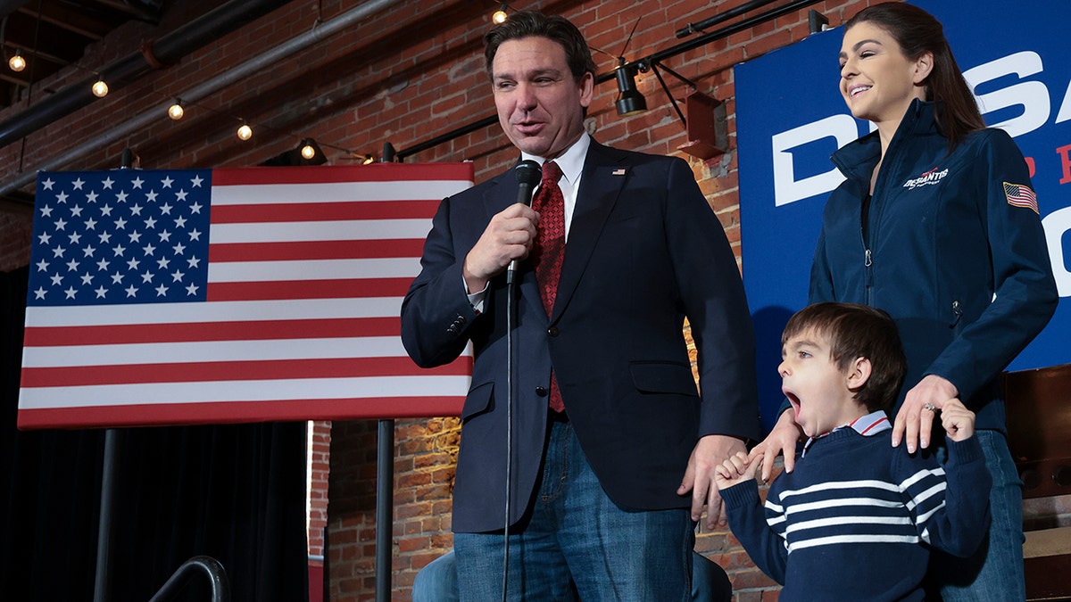 Ron DeSantis campaigns in Iowa with his wife, Casey, and young son Mason.