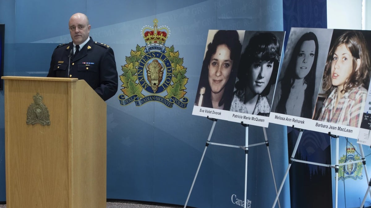 RCMP Superintendent of serious serious crimes branch, David Hall, speaks about Alberta RCMP linking four historical homicides to deceased serial killer Gary Allen Srery during a press conference in Edmonton, Friday, May, 17, 2024.