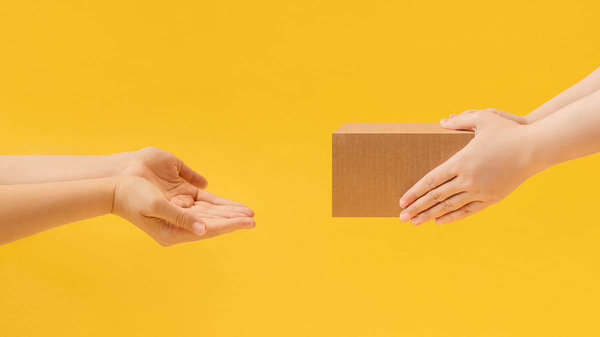 Handing something to someone