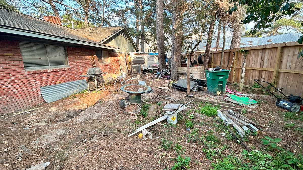 The outside of a house taken over by squatters in Houston, Texas