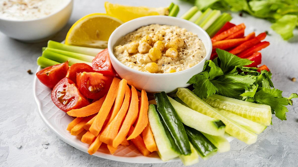 hummus with veggies for dipping