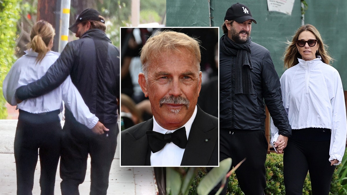 Christine Baumgartner holds hands with boyfriend, Kevin Costner attends Cannes in a black suit