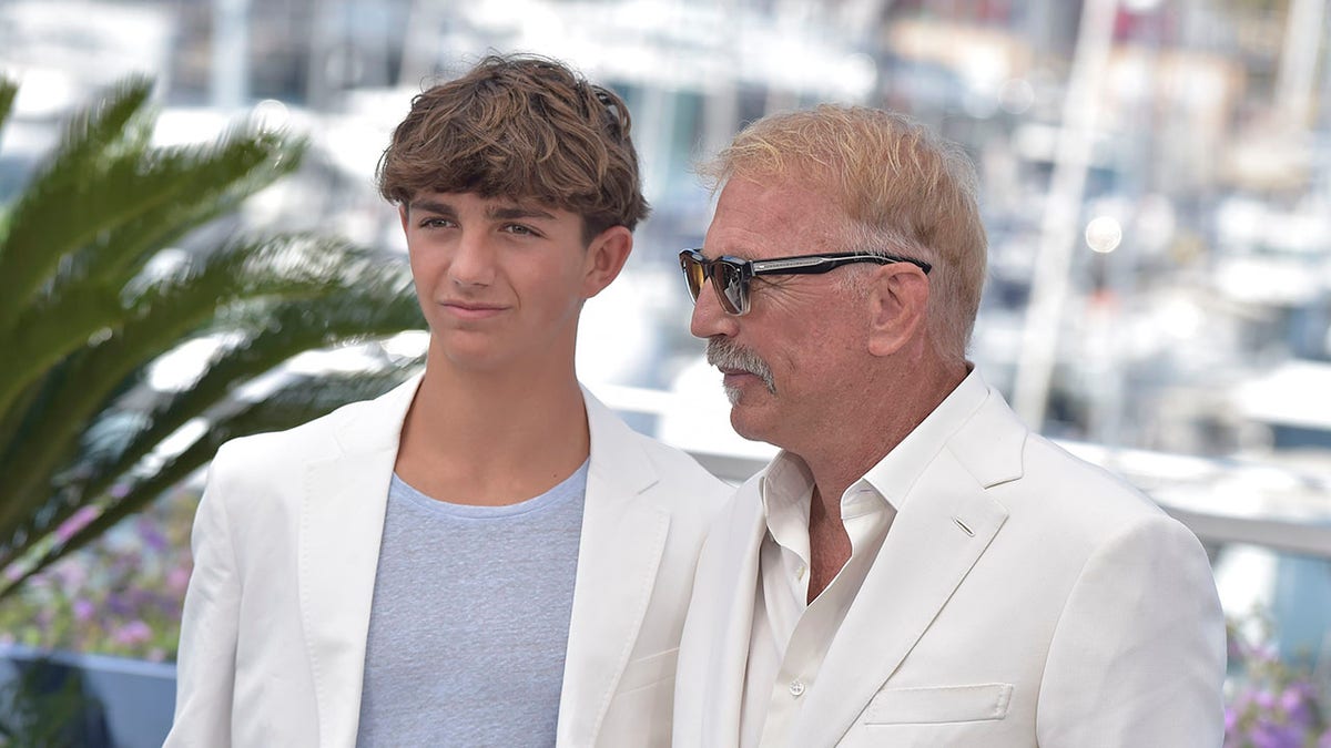 Costner with his son Hayes who played a part in "Horizon"