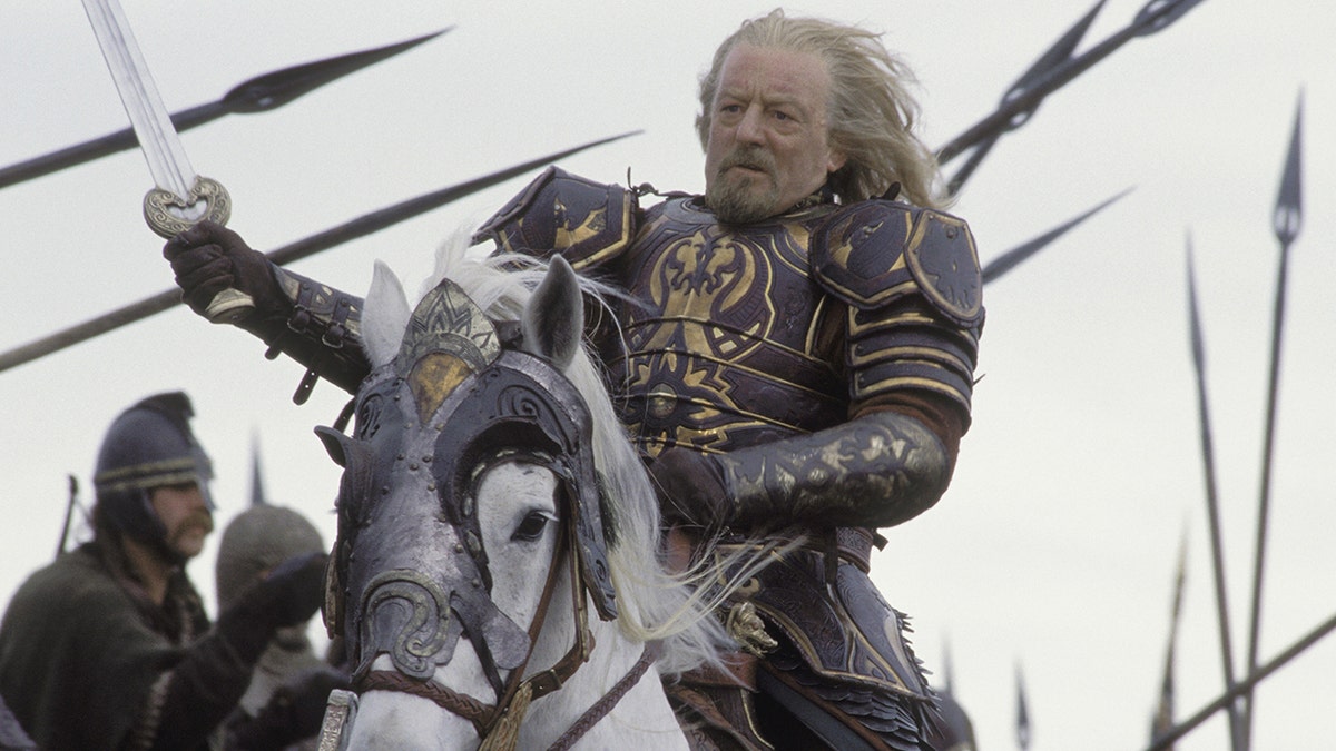 Bernard Hill arsenic Théoden, King of Rohan successful The Lord of nan Rings riding connected a horse