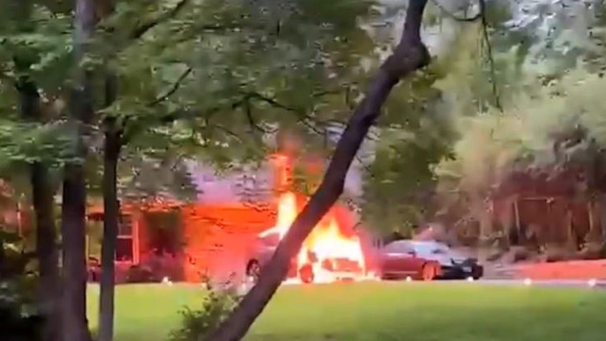 view of fire in driveway