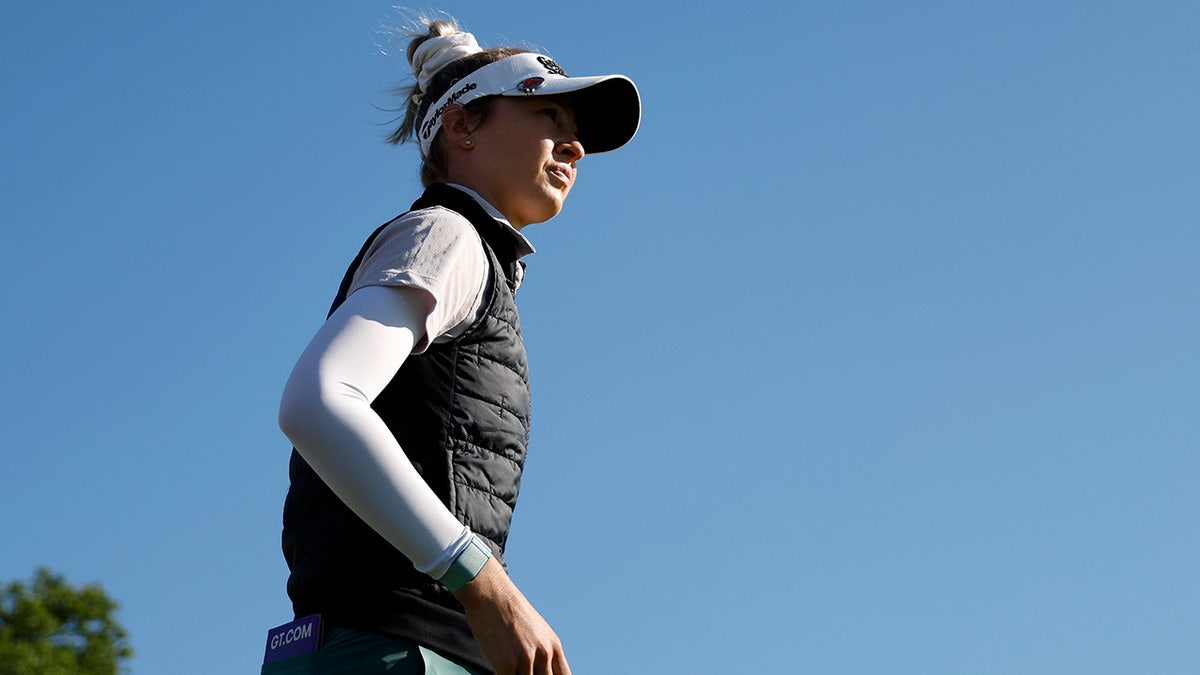 Nelly Korda walks the green at the US Open