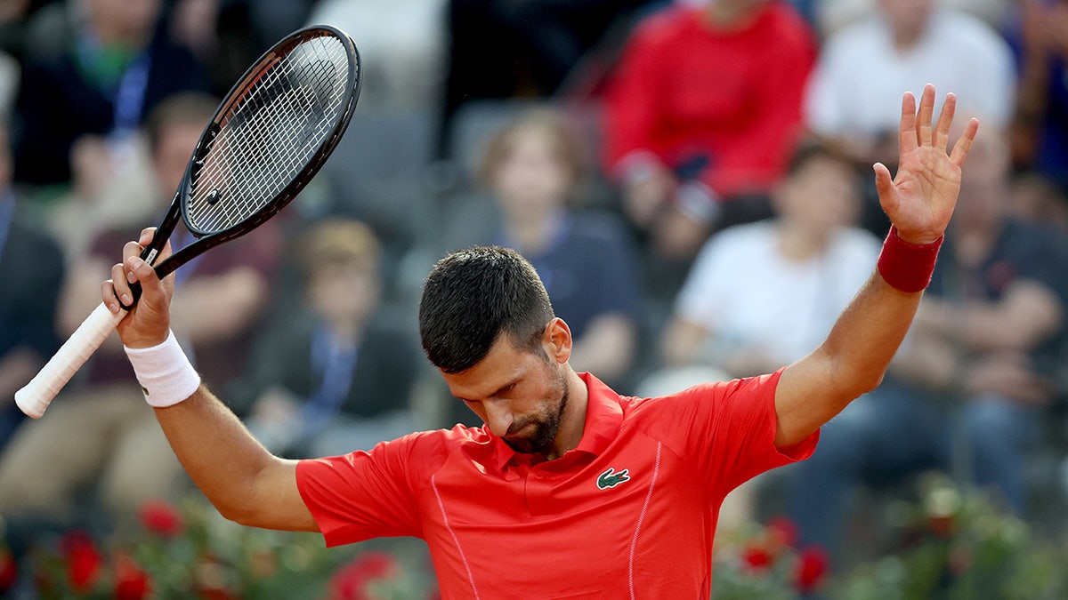 Novak Djokovic reacts during a match