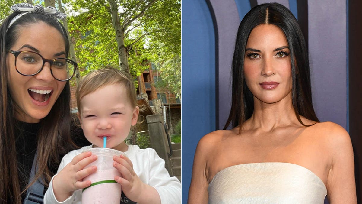 olivia munn with her son/olivia on the red carpet
