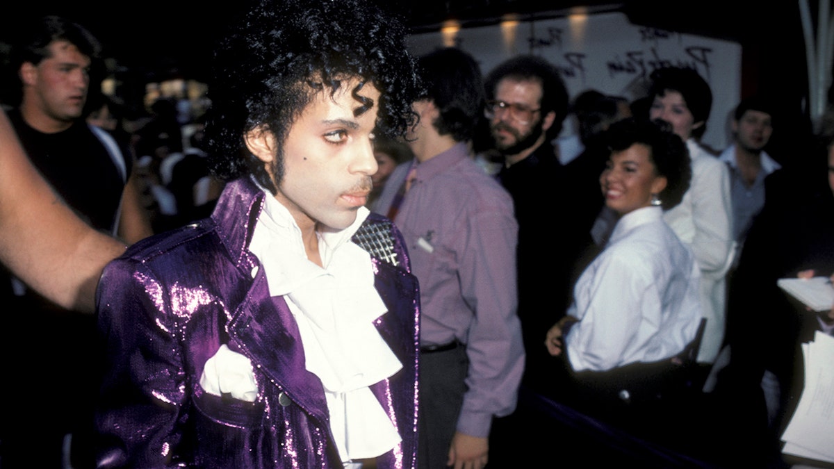 Prince at the premiere of "Purple Rain" 