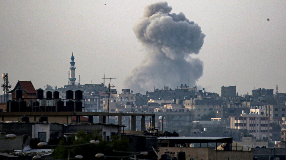 Smoke billows during Israeli bombardment in eastern Rafah in the southern Gaza Strip on May 19, amid the ongoing conflict between Israel and the Palestinian militant group Hamas.