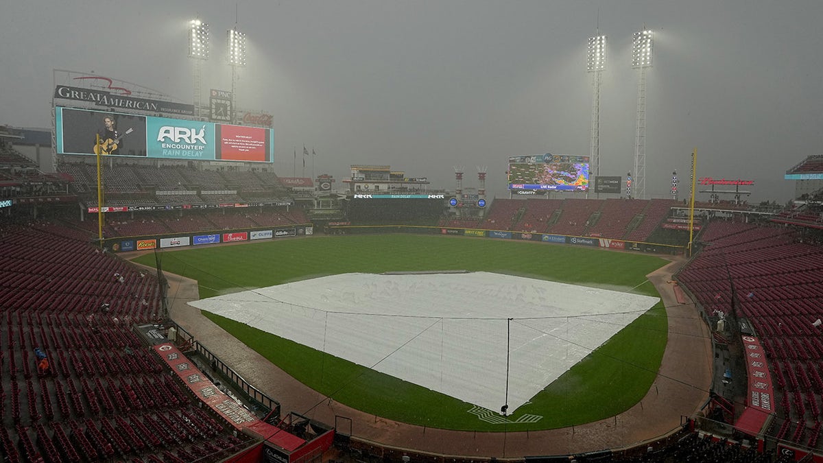 Tarp on reds field