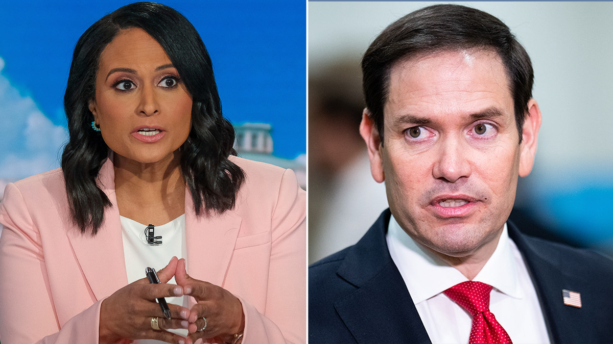 Two split collage of NBC reporter Kristen Welker on the left and Florida Senator Marco Rubio on the right.