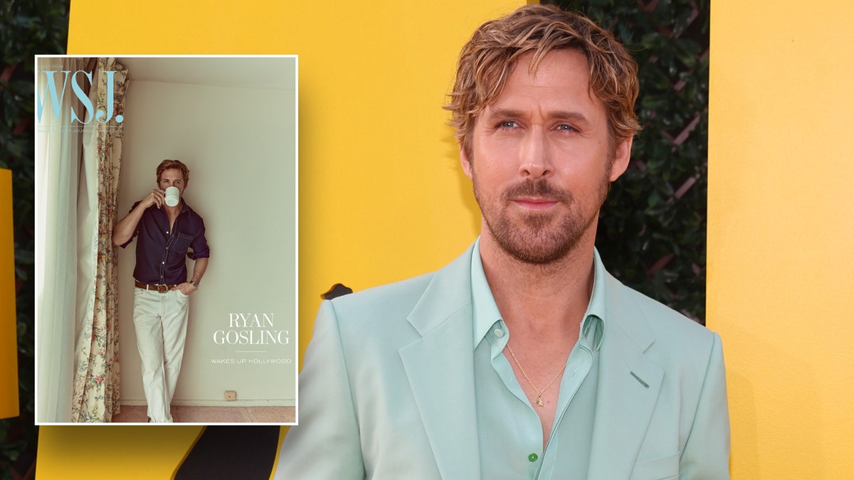 Ryan Gosling astatine nan premiere of "The Fall Guy" and connected nan screen of nan WSJ