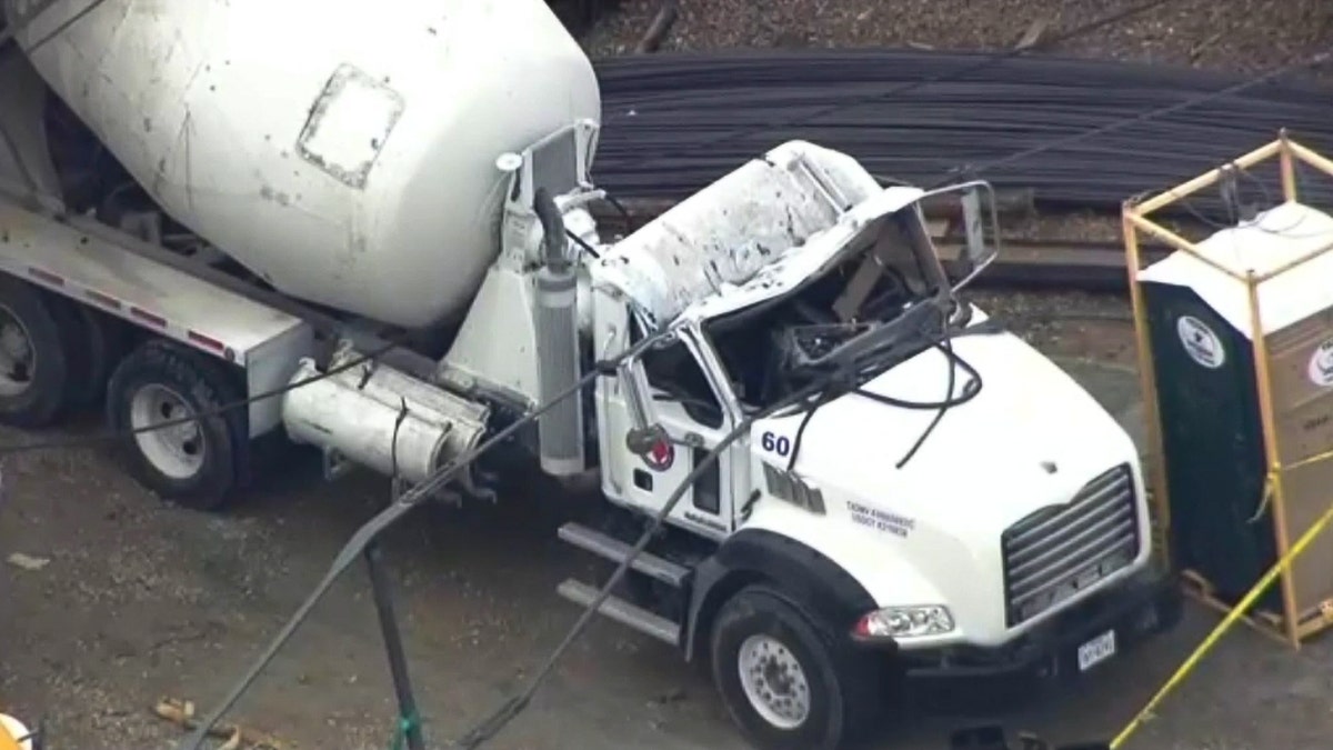 industrial truck damaged by crane