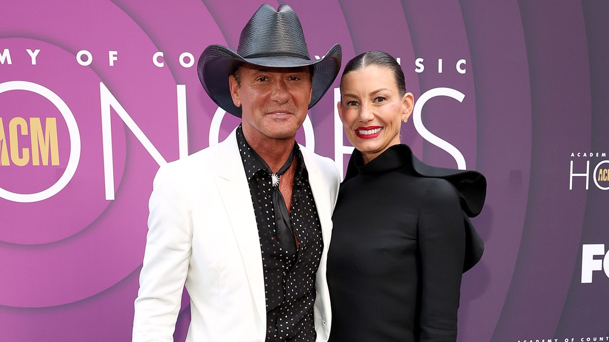 Tim McGraw and Faith Hill connected nan reddish carpet astatine nan ACM Awards