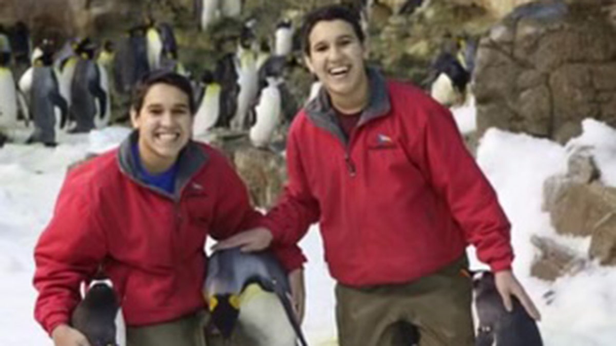 Brothers with penguins