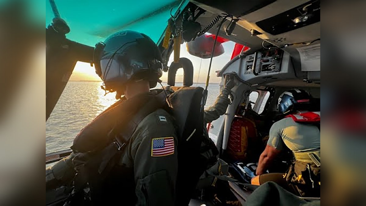 U.S. Coast Guard personnel perform a rescue operation off the coast of Georgia