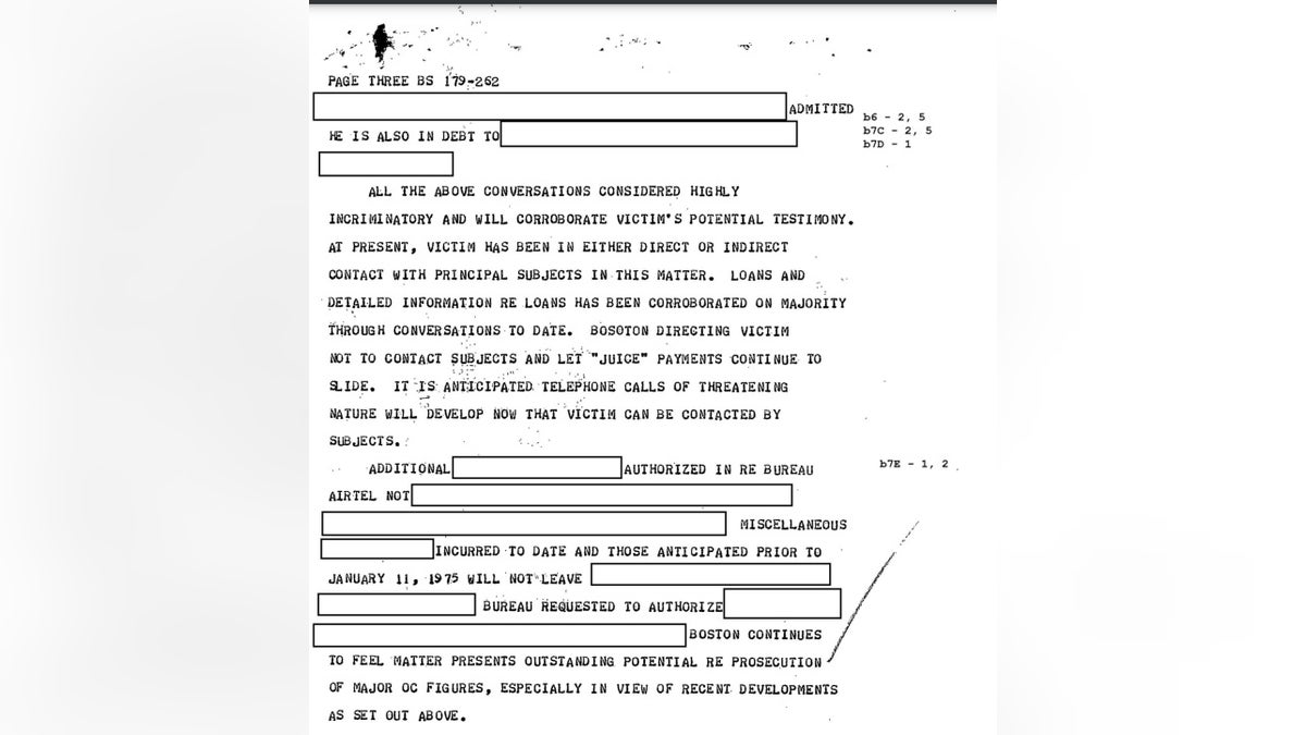 "It is anticipated telephone calls of threatening nature will develop … Boston continues to feel matter presents outstanding potential RE prosecution of major figures."