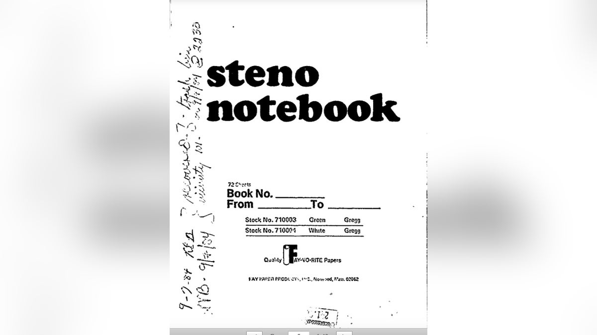 A spiral notebook with Whitey Bulger's handwritten notes were found by law enforcement. 