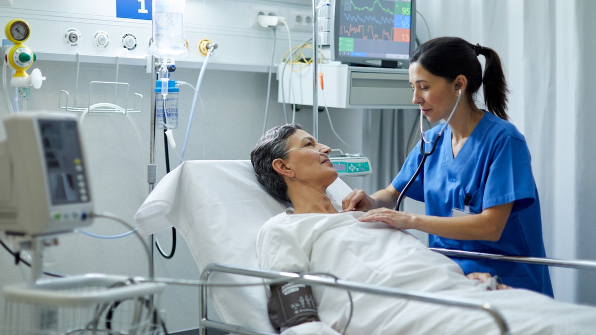 Woman in hospital