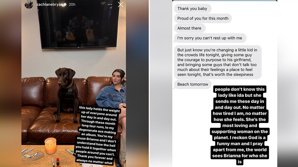 Zach Byan posted a photo of his girlfriend Brianna and wrote a supportive message split he shared a text exchange between the two of them