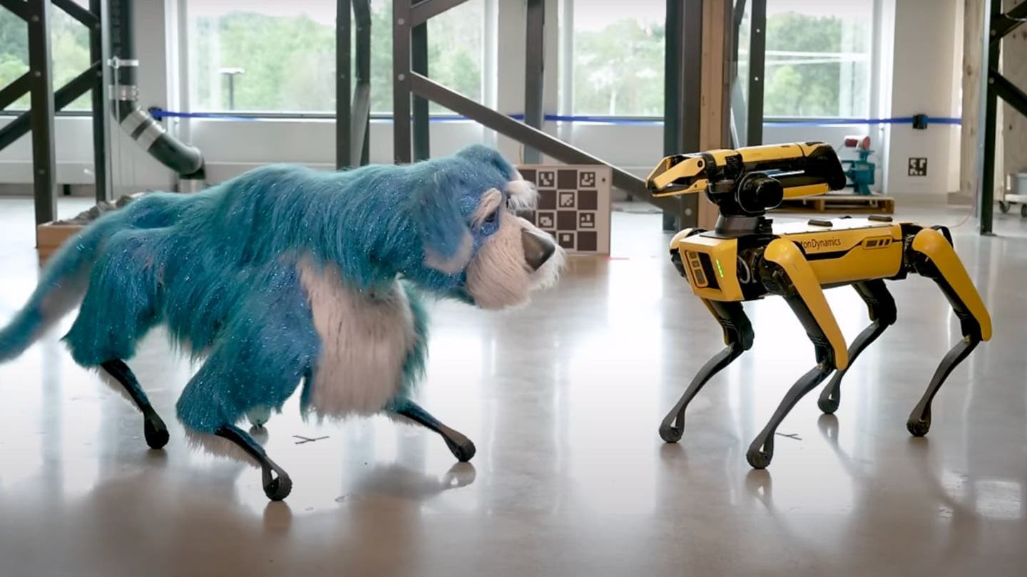 2 Boston Dynamics creepy robotic canine dances in sparkly costume