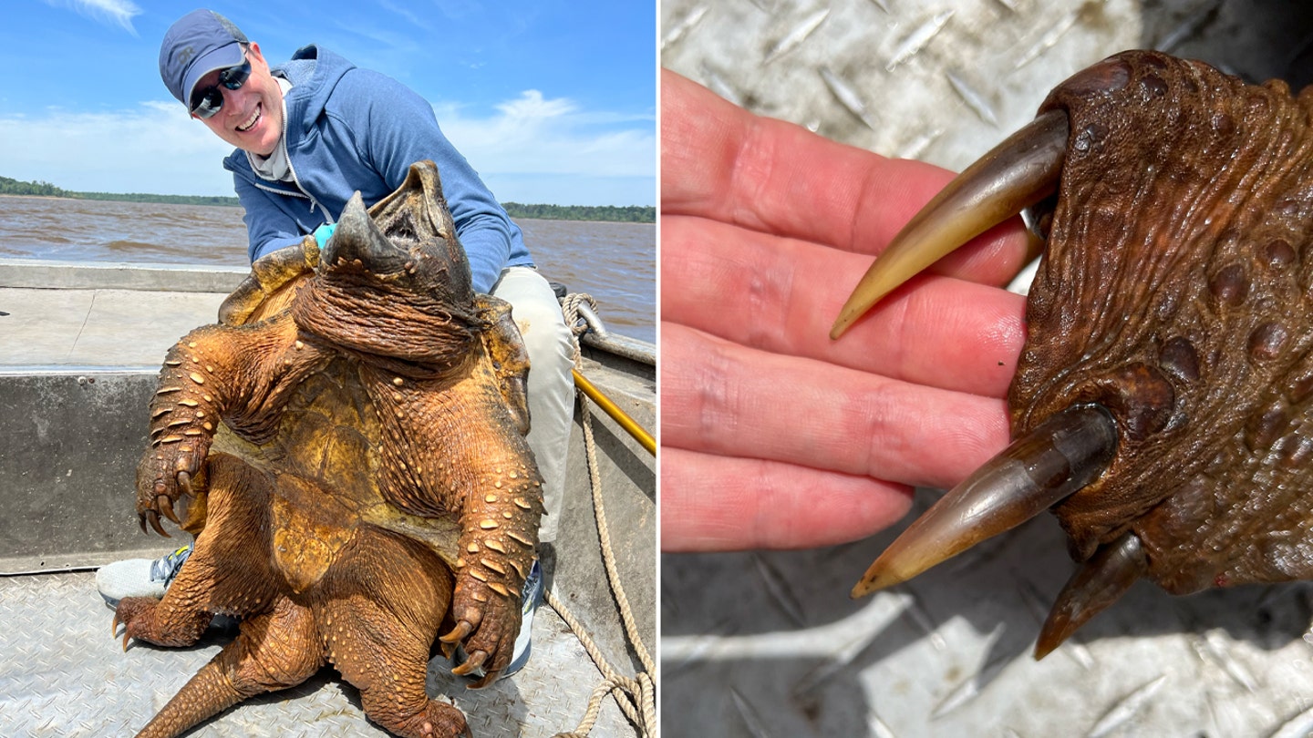 Alligator snapping turtle split