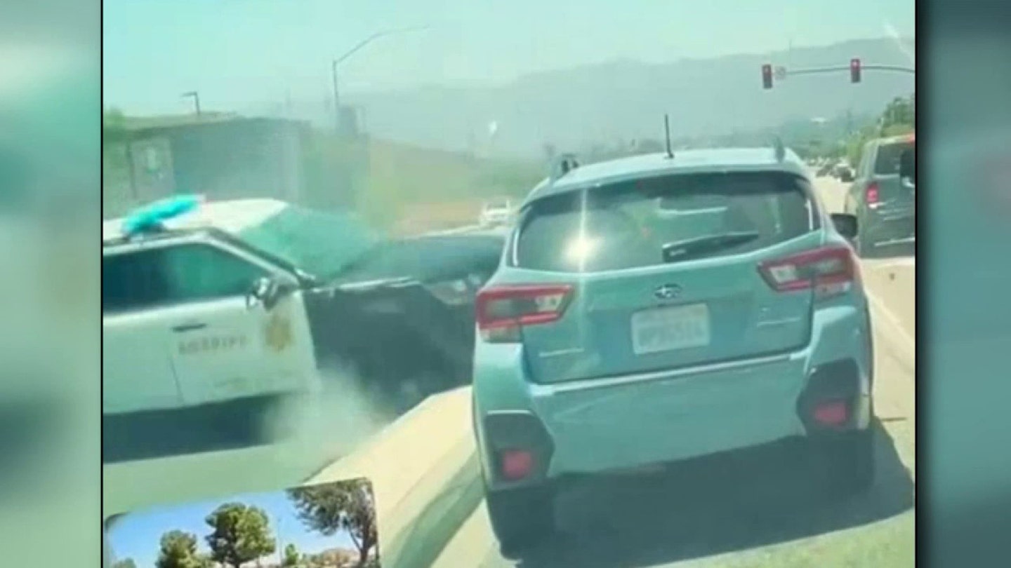 Los Angeles County Deputy's Cruiser Sent Airborne in Intersection Collision