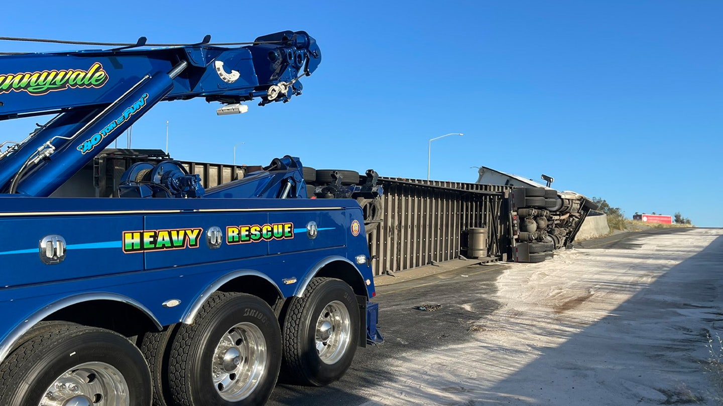 Strawberry-Slicked Highway Creates Traffic Jam After Truck Overturns