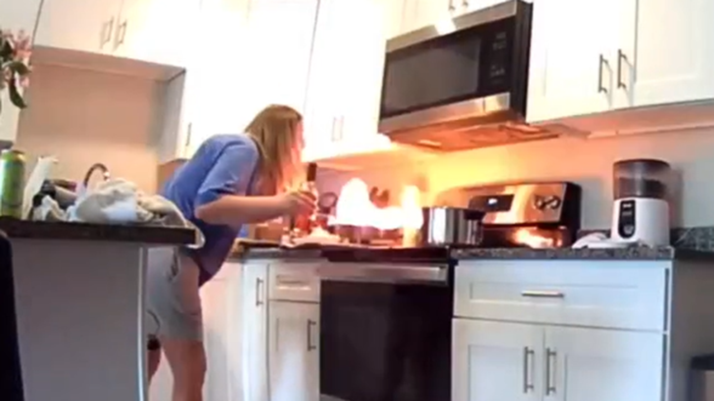 TikToker's Hilarious Response to Kitchen Fire Goes Viral