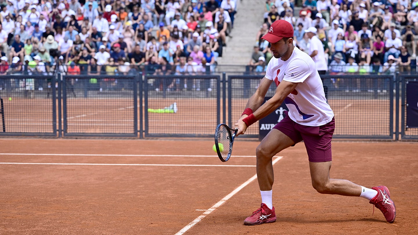 Novak Djokovic Wears Bicycle Helmet After Water Bottle Falls on His Head