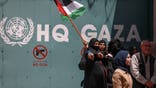 Palestinians protest outside the United Nations Relief and Works Agency in Gaza City against the reduction of food aid provided for the refugees. Gaza, Jun 20, 2023.