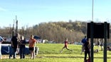 Adaleia Cross (middle) at the Harrison County Middle School Championships held at Liberty High School’s Mazzei Reaser Athletic Complex in Clarksburg, W.V, on April 12, 2023. (Photo courtesy of Alliance Defending Freedom)