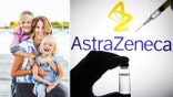 Brianne Dressen and children
UKRAINE - 2021/04/27: In this photo illustration, a silhouette of hands in medical gloves hold a medical syringe and a vial in front of AstraZeneca logo. (Photo Illustration by Pavlo Gonchar/SOPA Images/LightRocket via Getty Images)