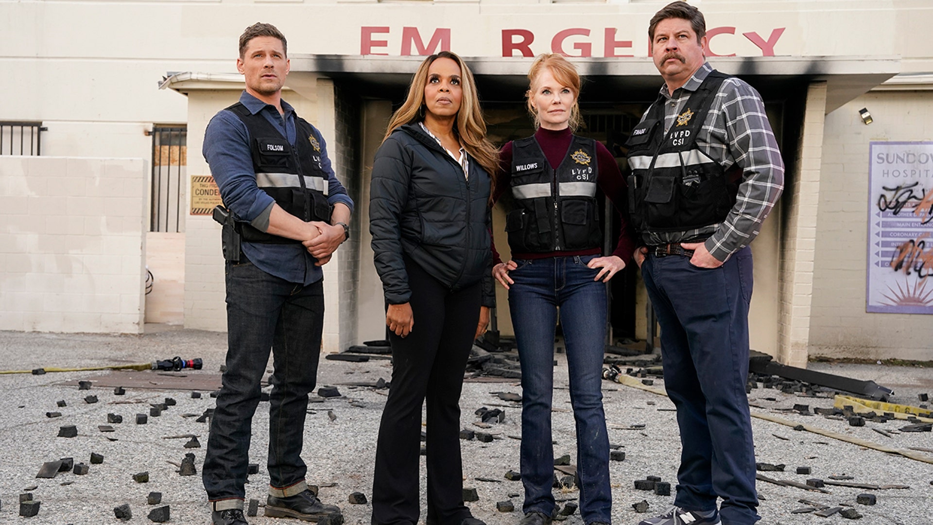 The cast of "CSI: Vegas" in a still from the show.