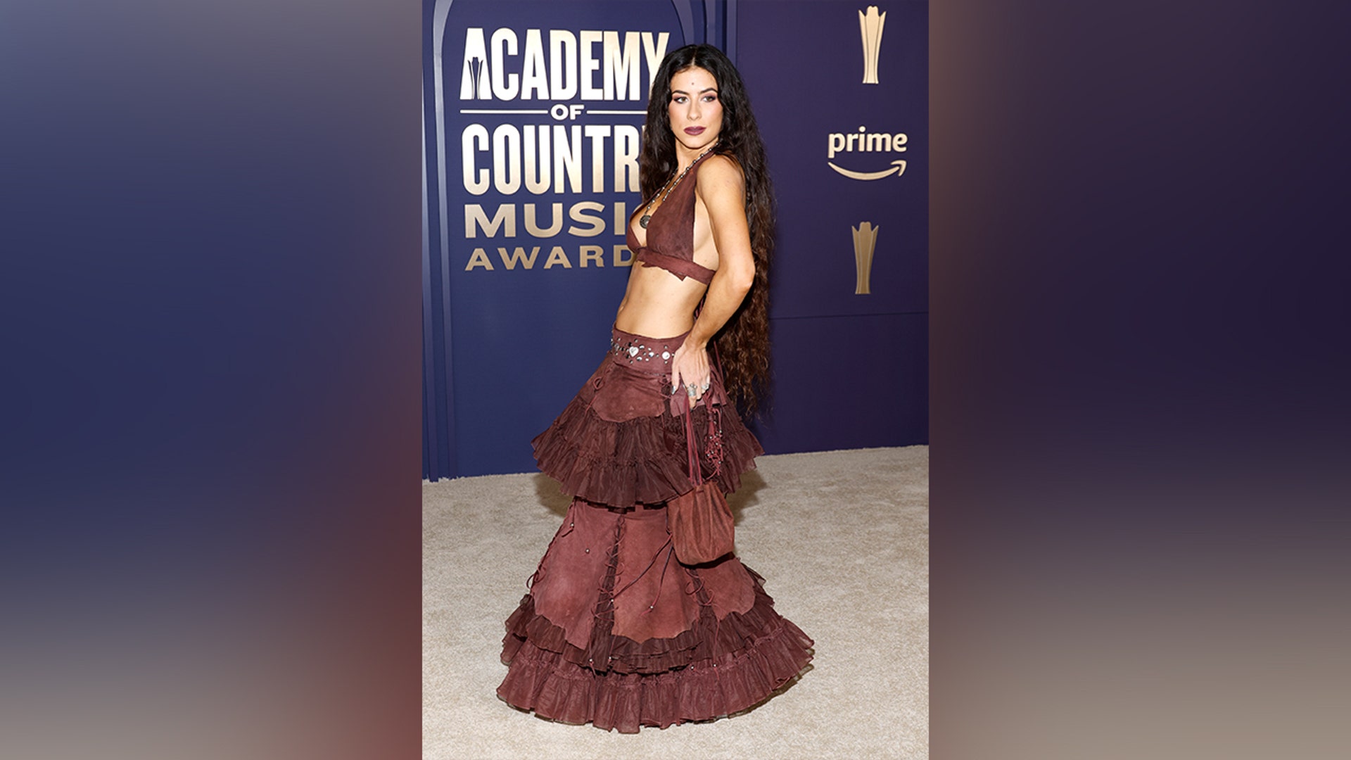 Kassi Ashton ACM Awards in a boho dress