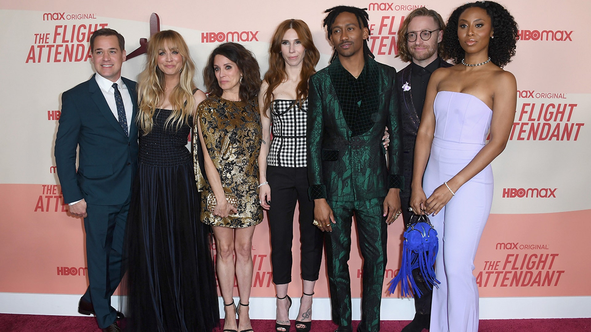 The cast of "The Flight Attendant" on the red carpet.