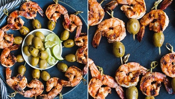 Spicy grilled shrimp and olive skewers for dinner: Try the recipe