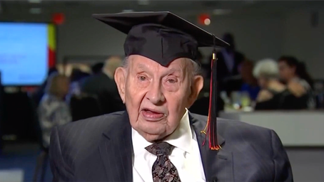 WWII veteran, 100, finally receives his college diploma nearly 60 years after finishing his studies 
