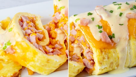 Deliciously cheesy omelet roll with ham is perfect for Mother's Day brunch