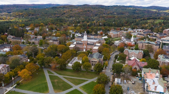 The College Green on the campus of Dartmouth College in Hanover, New Hampshire,