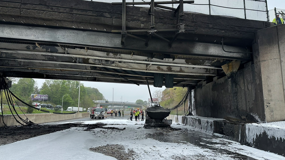 Bridge damage from fiery crash on Connecticut highway