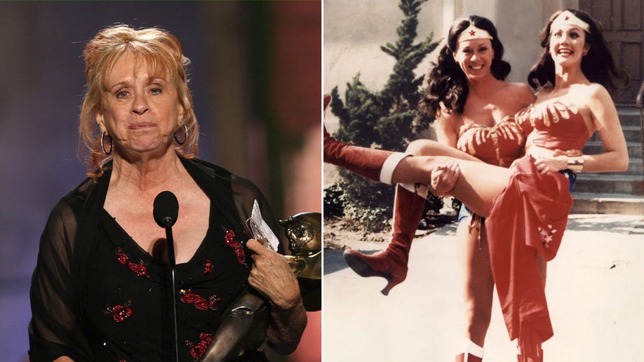 Jeannie Epper recent photo split with an old photo of her with Lynda Carter