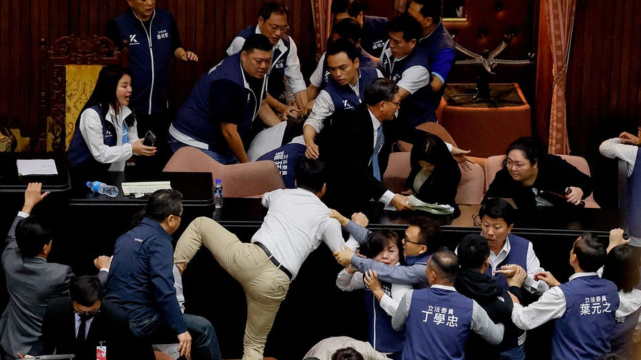 Lawmakers brawl as Taiwan’s parliament descends into chaos