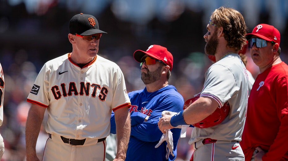 Phillies, Giants’ benches clear after sequence of close pitches nearly hit Phillies’ Bryce Harper