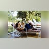 Elvis Presley, Lisa Marie and Priscilla outside