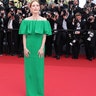 Julianne Moore walked the red carpet at the "Horizon: An American Saga" premiere in a green off the shoulder Bottega Veneta dress.