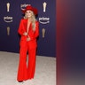 Lainey Wilson in a red suit ACM Awards